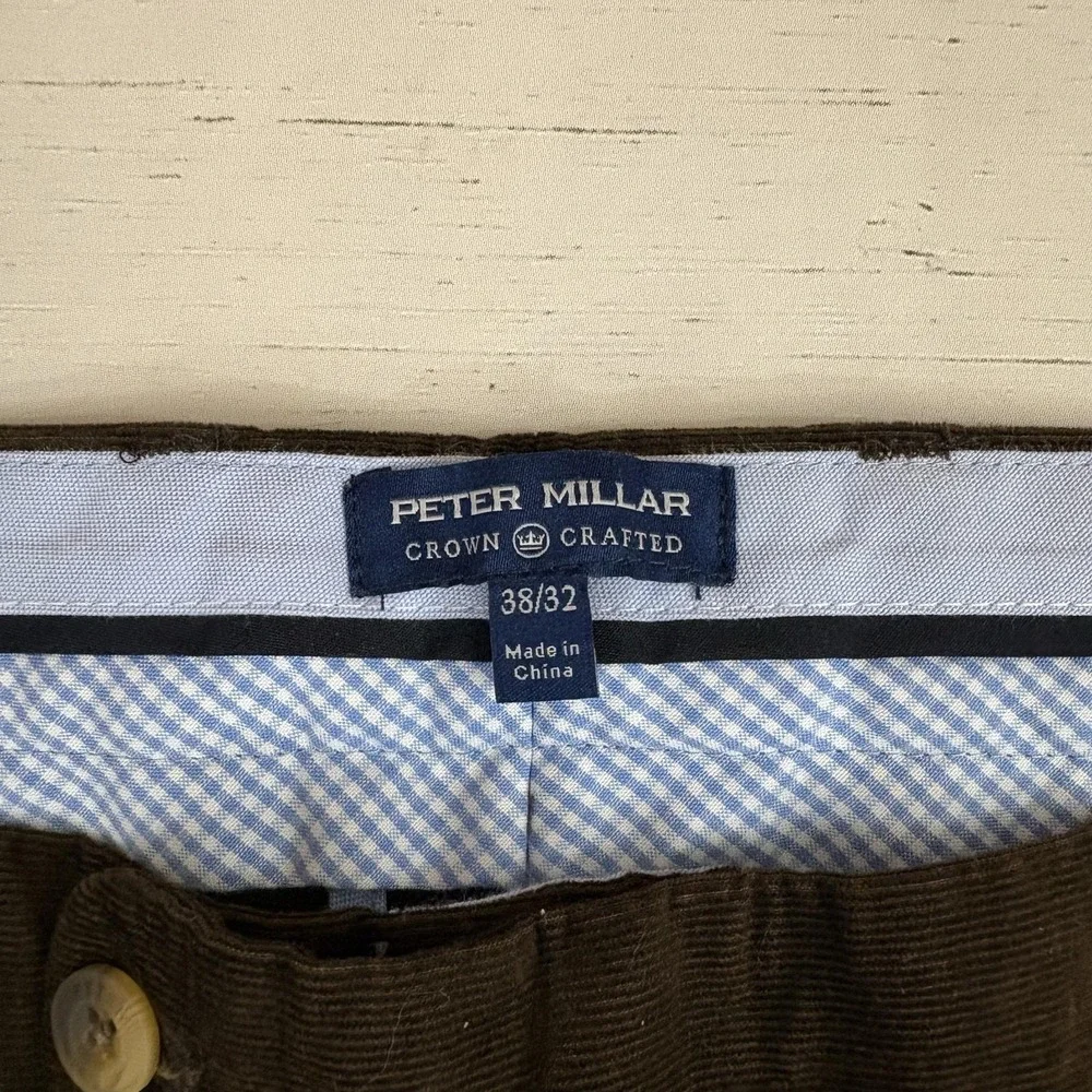 Peter Millar Crown Crafted Corduroy Pants Mens 38x32 Brown Stretch Chino Casual